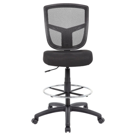 Oakestry Black Contract Mesh Drafting Stool Armless Height Adjustable Swivel Footring Rolling Casters Breathable Supportive Seat Durable Frame Compact Drafting Chair Modular Seating Solution