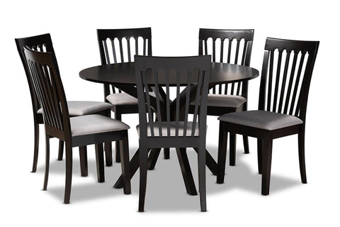 Baxton Studio Modern Grey and Dark Brown 7-Piece Dining Set
