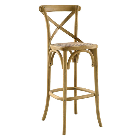 Modway Gear X-Back Wood Fully Assembled Bar Stool in Natural