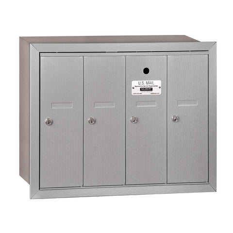 Vertical Mailbox - 4 Doors - Aluminum - Recessed Mounted - USPS Access