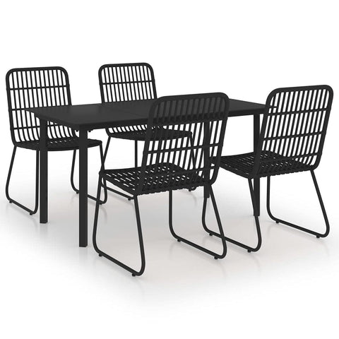 vidaXL Patio Dining Set 5 Piece Garden Dinner Dinette Table Chair Balcony Backyard Terrace Outdoor Home Seating Furniture Poly Rattan and Glass