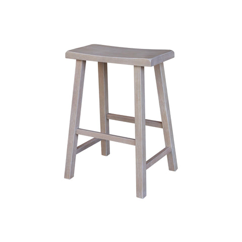 IC International Concepts Saddle Seat Counter Height Stool, Durable Wooden Frame, 24-Inch Seat Height, Perfect for Kitchen Island or Bar Area - Washed Gray Taupe Finish