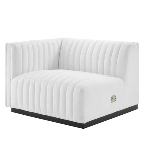 Modway Conjure Modern Channel Tufted Fabric Left-Arm Chair in White
