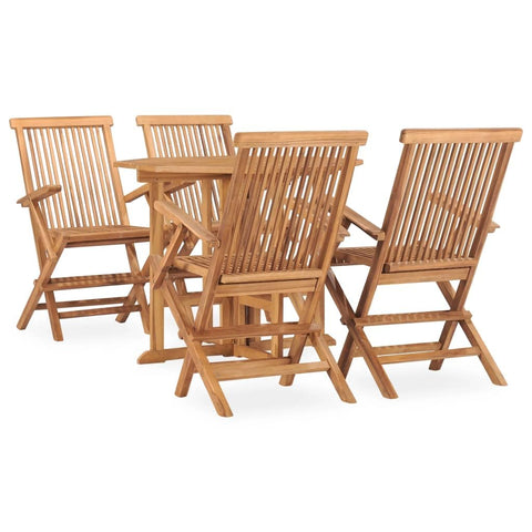 vidaXL Solid Teak Wood Folding Patio Dining Set 5 Pieces Garden Dinner Table Chairs Foldable Outdoor Balcony Terrace Furniture Set Wooden