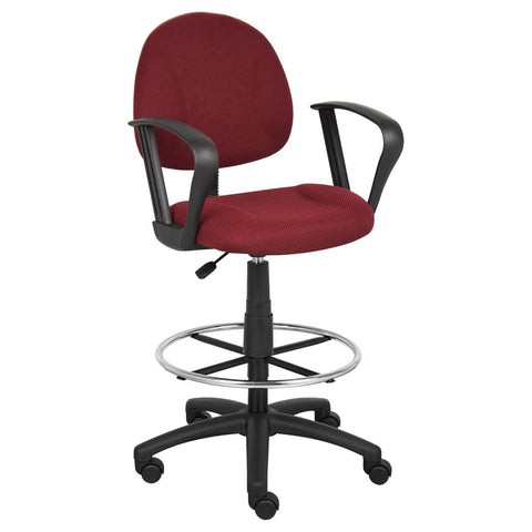 Oakestry Ergonomic Drafting Chair Burgundy Mid Back Swivel Adjustable Foot Ring Loop Arm Task Stool Mesh Back Tall Office Reception Studio Lab Counter Chair for Architects Artists Designers Teachers