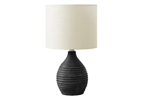 Monarch Specialties I 9847 Lighting, 17" H, Table Lamp, Grey Resin, Ivory/Cream Shade, Contemporary, Modern
