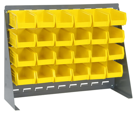 Quantum Storage Systems QBR-2721-210-24YL Ultra Bin Complete Bench Rack Package with 24 Ultra Bins, 27" x 8" x 21" , Yellow