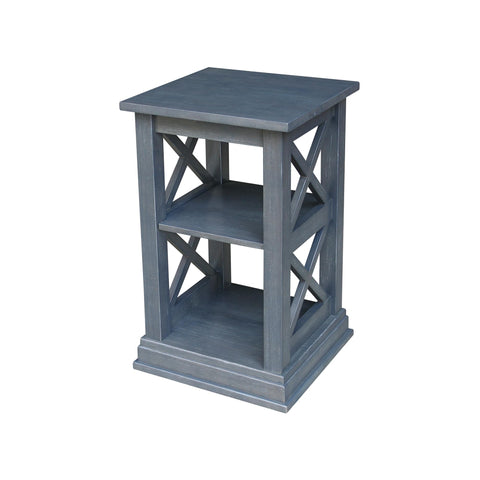 International Concepts Hampton Wood Accent Table with Shelves in Heather Gray