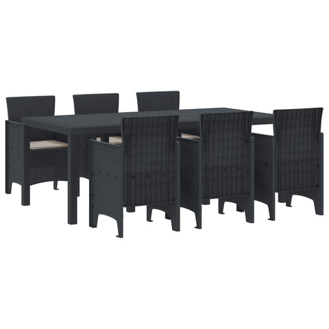 vidaXL Garden Dining Set 7 pcs Anthracite Polypropylene, Stylish Outdoor Dining Set for Garden and Patio, Lightweight, Tough, Perfect for Family Gatherings