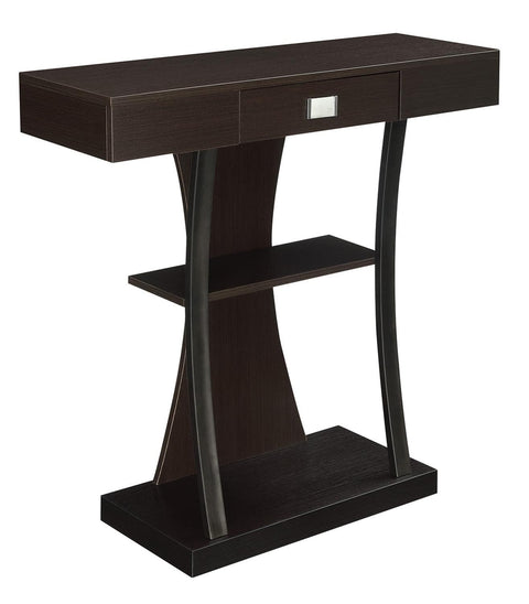 Convenience Concepts Newport Harri Console Table 36" - Modern Sofa Table with Storage Shelves, One Drawer Narrow Entryway Hall Table for Living Room, Espresso