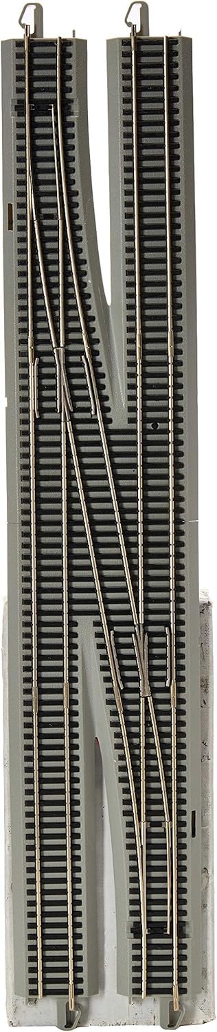 Bachmann Trains - E-Z COMMAND DCC EQUIPPED #6 SINGLE CROSSOVER TURNOUT - LEFT - NICKEL SILVER E-Z TRACK With Grey Roadbed - HO Scale