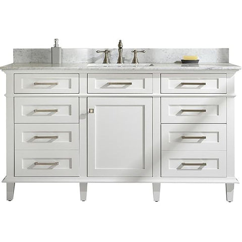 Legion Furniture White Vanity Sink Cabinet with Carrara Top - 30", 36", 60", 72" Sizes White/34