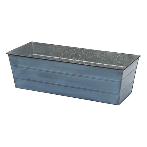 Oakestry Galvanized Steel Flower Box Planter Medium Nantucket Blue Rustic Window Deck Rail Balcony Garden Patio Outdoor Metal Planter Box Durable Coastal Farmhouse Décor