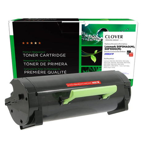 Clover Remanufactured MICR Toner Cartridge for Lexmark 50F0HA0(M), 50F1H00(M) | Black | High Yield