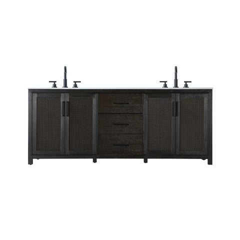 Elegant Kitchen and Bath 84" Double Bathroom Vanity in Chocolate Oak