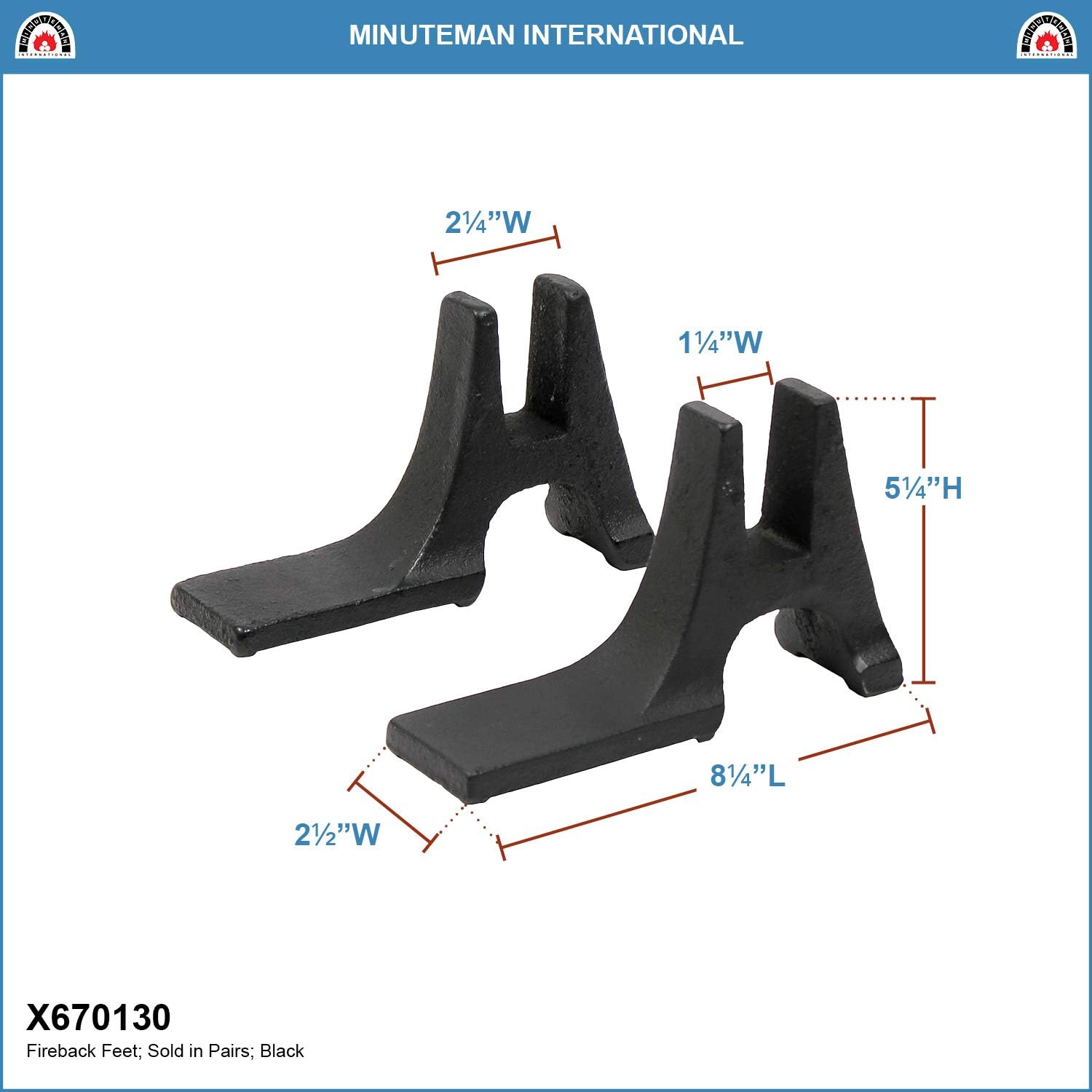 Minuteman International X670130 Fireback Supports , Black