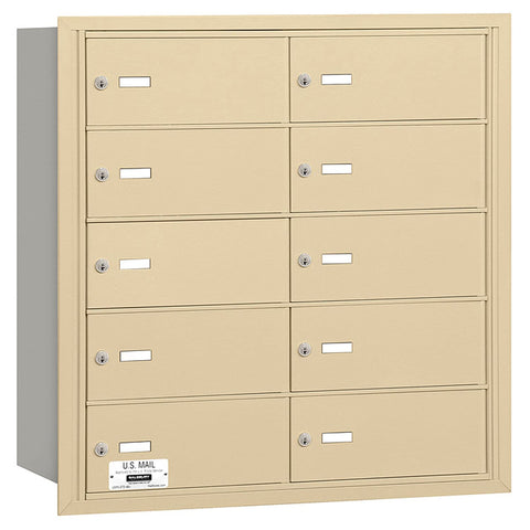 Salsbury Industries 3610SRP 4B Plus Horizontal Mailbox, 10 B Doors, Rear Loading, Private Access, Sandstone