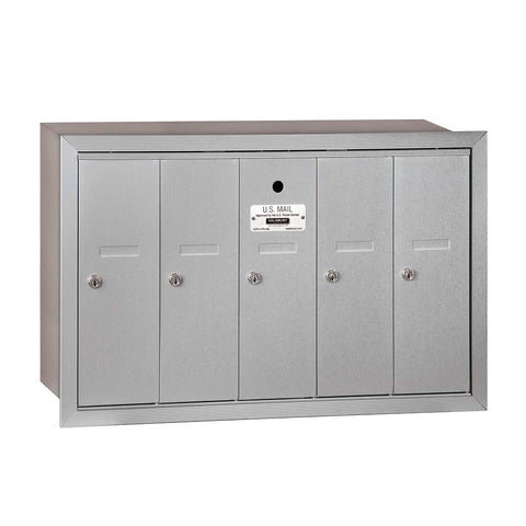 Vertical Mailbox - 5 Doors - Aluminum - Recessed Mounted - USPS Access