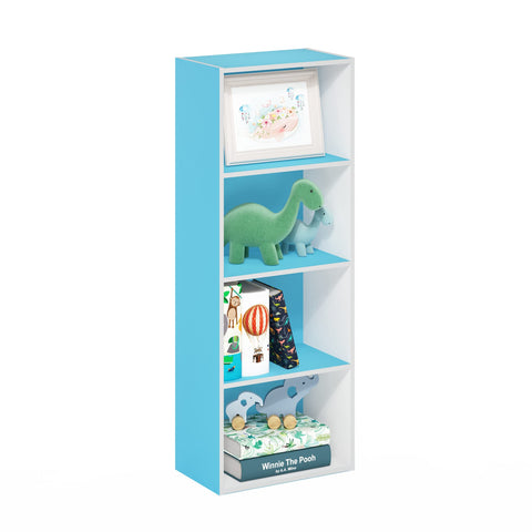 Furinno Luder Bookcase / Book / Storage, 4-Tier, Light Blue/White