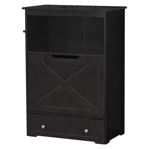 zoovilla Windsor Pet Feeders with storage - dog bowl stand, pet feeder station, Black 13.78?D x 24.02?W x 35.04?H