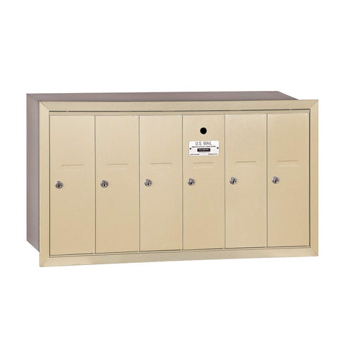 Salsbury Industries 3506SRU Recessed Mounted Vertical Mailbox for use with USPS Lock, 6 Doors, Sandstone