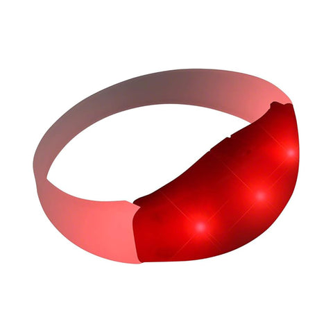 Sound Activated Red LED Bracelet – Flashing Music Reactive Wristband for Concerts Raves Festivals Birthdays and Events – Pulse to The Beat Light-Up Band with Replaceable Batteries Fits Most