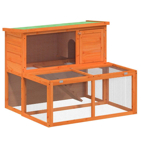 vidaXL Rabbit Hutch Brown, Green Solid Pine Wood, Plywood