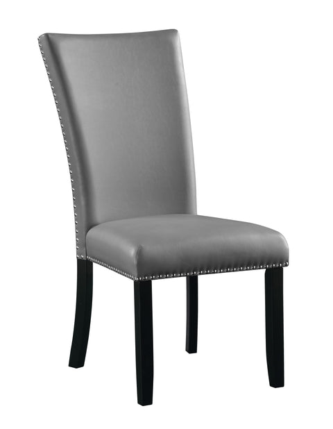 Acme Caralin Wood & Faux Leather Side Chair in Gray & Black (Set of 2)