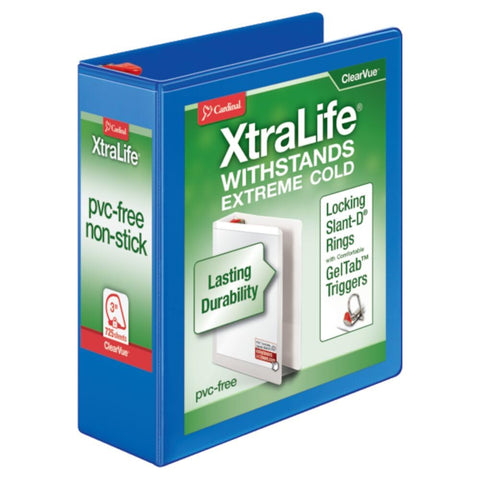 Tops Products 26332 Clearvue Binder, D-Ring, 3-Inch Capacity, 11-Inch x8-1/2-Inch, Blue