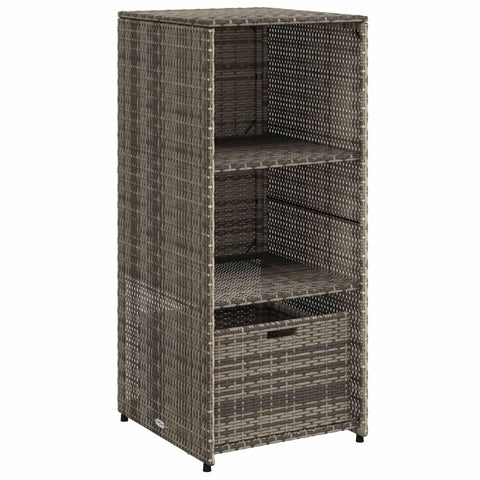 vidaXL Outdoor Patio Storage Cabinet - Gray PE Rattan Tool Organizer with Shelves/Drawer, Weather-, Sturdy Steel Frame for Garden, Deck