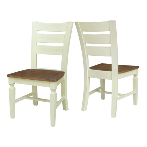 IC INTERNATIONAL CONCEPTS Vista Solid Wood Ladderback Chairs in Hickory/Shell - Set of 2