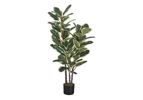 Monarch Specialties I 9544 Artificial Plant, 47" Tall, Oak Tree, Indoor, Faux, Fake, Floor, Greenery, Potted, Real Touch, Decorative, Green Leaves, Black Pot