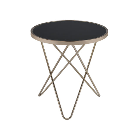 Acme Valora End Table in Black Glass and Champagne