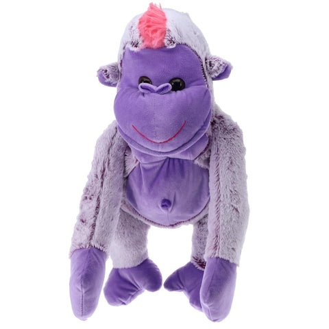 Treasure Cove Plush Gorilla Backpack 10018C Kids Stuffed Gorilla 20-Inch Day Pack with Hidden Pocket for Small Item Treasures Pillow Pack Purple