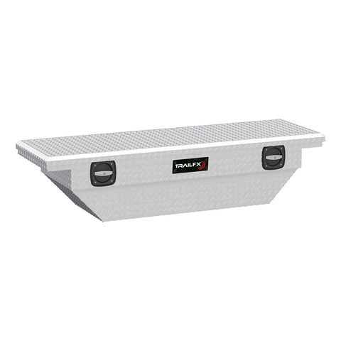 TrailFX 120631C Tool Box Fits 1997-2003 Ford F-150 Low Profile Crossover Single Lid Polished Diamond Tread Aluminum 63 Inch Wide 7.6 Cubic Foot Tool Box With T-Handle