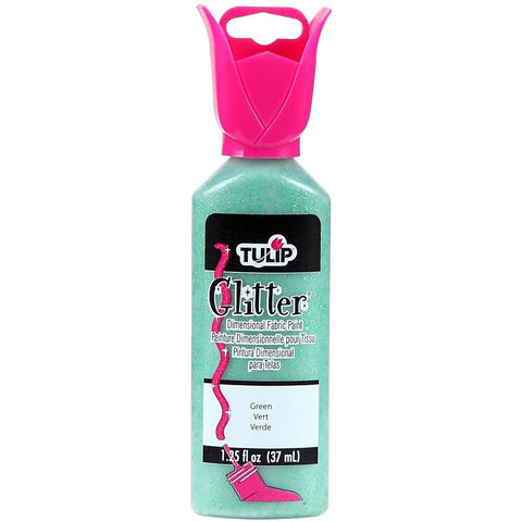 Tulip Puff Fabric Paint, Permanent Acrylic Craft Paint, Dries Soft and Flexible on Clothes, Non-Toxic, 1.25 fl oz, Glitter Green