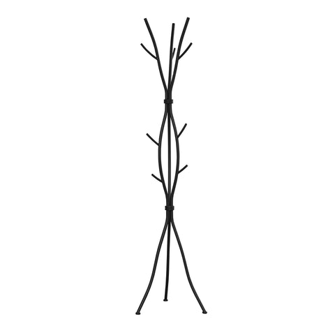 Monarch Specialties Coat Rack - Coat Tree with 8 Hooks, Hammered Metal 74" H (Black)