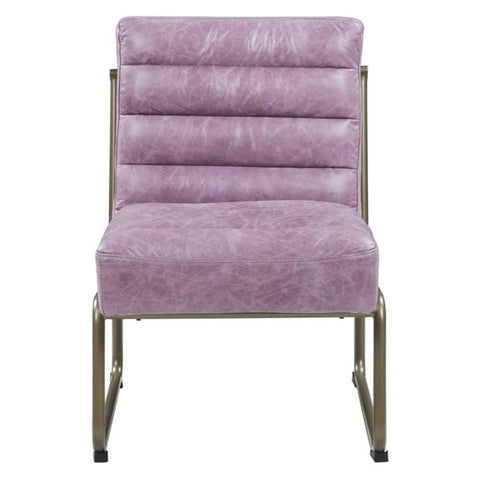 Oakestry Loria Tufted Upholstery Accent Chair Wisteria Top Grain Leather Elegant Wingback Design Solid Wood Frame Luxurious Living Room Armchair Comfortable Seating Classic Home Décor Furniture Piece