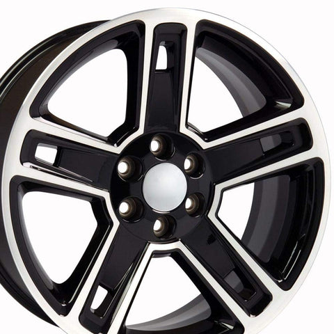 OE Wheels CV74B 22 Inch Rim Fits Silverado 1500 Style 6x139.7 22x9 Gloss Black Machined - Hollander 5664 (1)