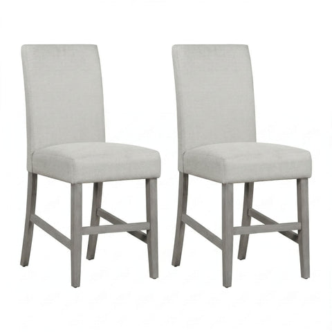 Carolina Chair & Table Bar Stool, 19.25" W x 20.5" D x 43" H, Grey Polyester Upholstery, Brushed Acacia Wood Frame, Cushioned Seat and Back, Compact Kitchen Seating, Durable Wooden Legs (Set of 2)