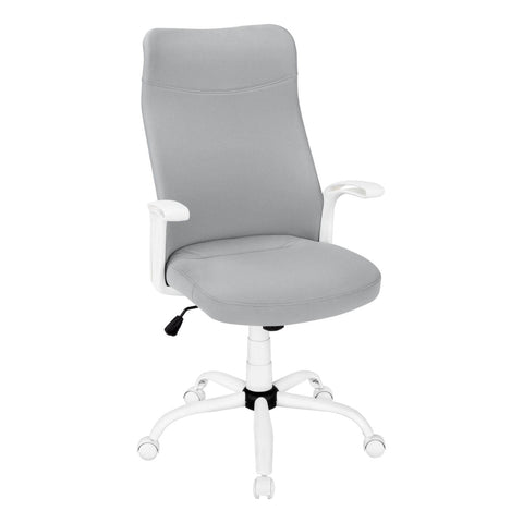 Monarch Specialties 7324, Adjustable Height, Swivel, Ergonomic, Armrests, Computer Desk, Work, Metal, Mesh, Contemporary, Modern Office Chair Multi Position, 24"L x 24.75"W x 40.5"H, Grey Fabric/White