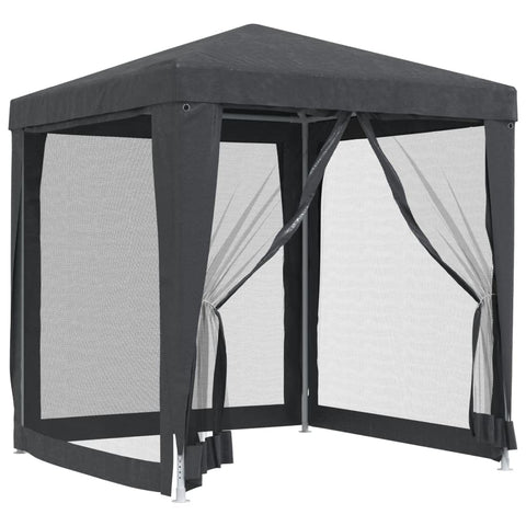 vidaXL 6.6'x6.6' Outdoor Party Tent with 4 Mesh Sidewalls - HDPE Iron Frame - Weather Resistant - UV Resistant - Anthracite