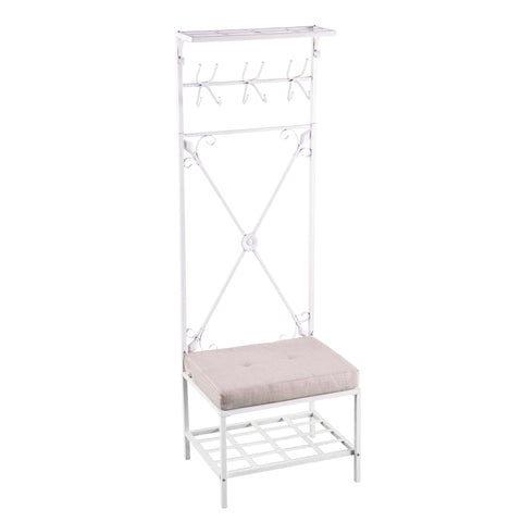 SEI Furniture Dovanti Entryway Hall Tree Bench w/ Storage - Distressed White