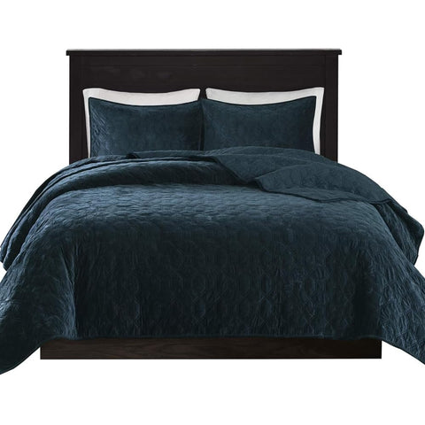 Oakestry 3Pc Harper Quilt Set for All Season Lightweight Coverlet Matching Shams Cozy Bedding Geometric Stitching Design, King/Cal King(104"x94"), Teal