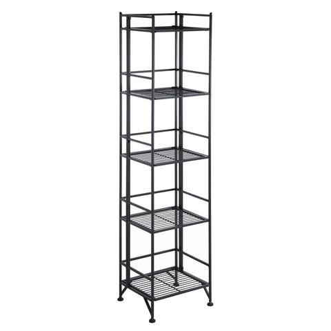 Convenience Concepts Xtra Storage Shelves - 5-Tier Folding Metal Storage Shelves, Closet Organizer for Office, Laundry Room, Bedroom, Garage, Kitchen, Bathroom, Black