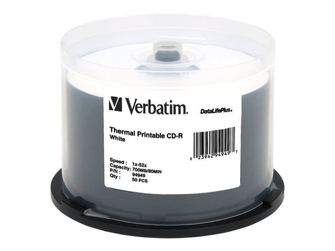 Verbatim CD-R 700MB 52X DataLifePlus White Thermal Printable - 50pk Spindle
