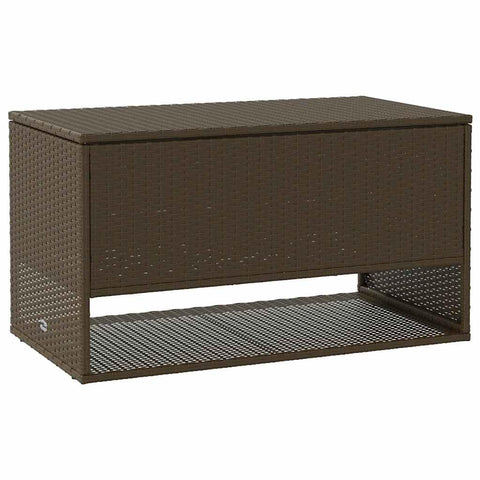 vidaXL Outdoor Cushion Storage Box - Brown PE Rattan/Steel - Waterproof/Weathered Finish - Perfect for Balcony/Patio/Garden Use