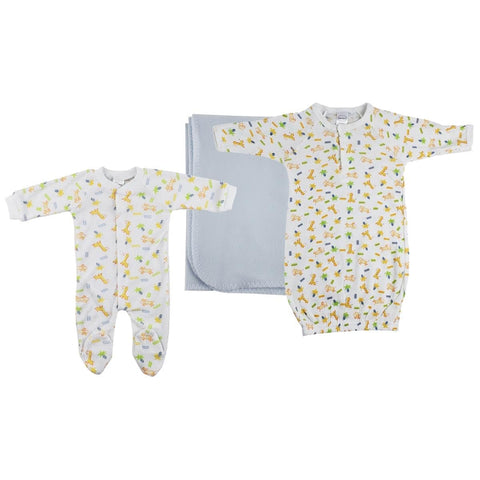 Bambini NC-0953M Boy Newborn Baby 3 Piece Layette Sets White & Blue