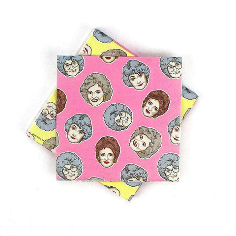 Prime Party Golden Girls Napkins - Officially Licensed All-Over Print Beverage Napkins (16-Count) - Dorothy, Blanche, Rose & Sophia Pattern Party Decor