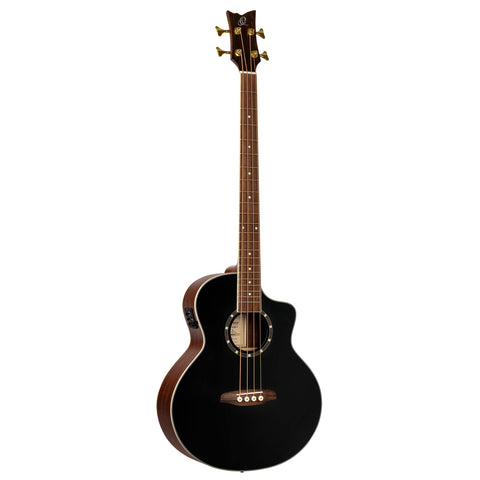 Ortega Guitars Deep Series 4 String Acoustic Bass Guitar, Right-handed, Black, (D8CE-4)